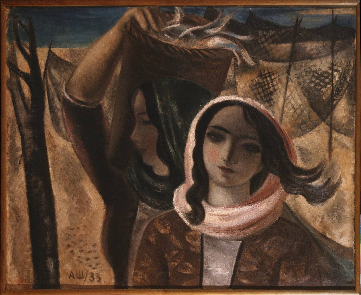 Kalastajat. Aleksanteri Vasilievich Shevchenkon (Aleksandri Ševtšenko) maalaus (1883-1948), öljy kankaalle tekijältä Aleksandr Vasilievich Shevchenko