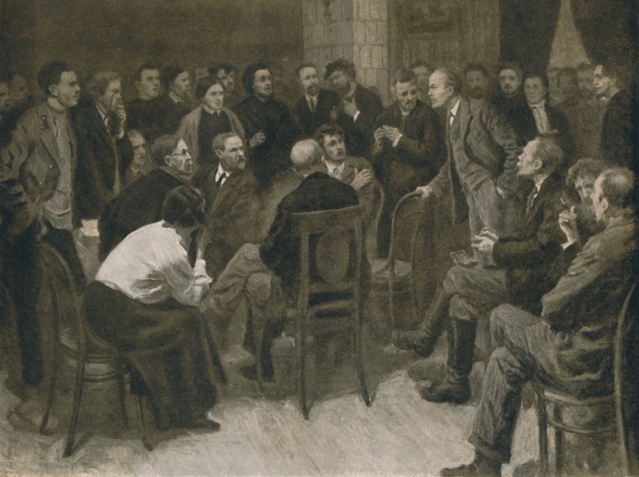 "Lenin väittelee narodnik Vorontsovin kanssa 1894", 1939. tekijältä Aleksandr Viktorovic Moravov