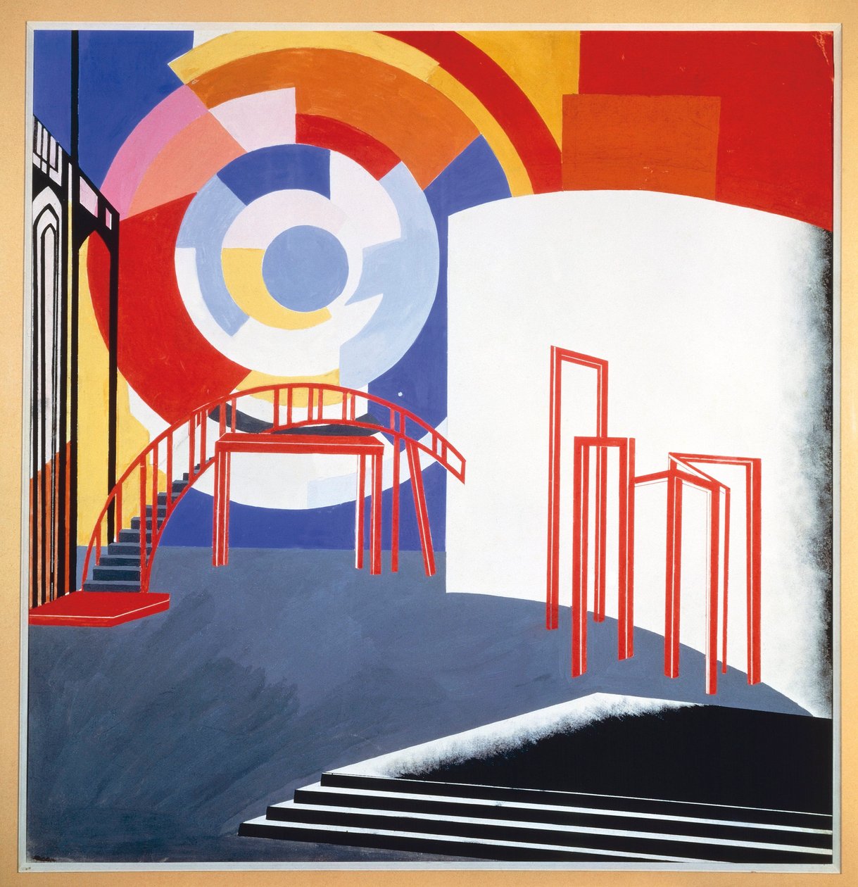Luonnos maisemasuunnitteluun, n. 1924 (guassi paperille) tekijältä Aleksandra Aleksandrovna (1884 1949) Ekster