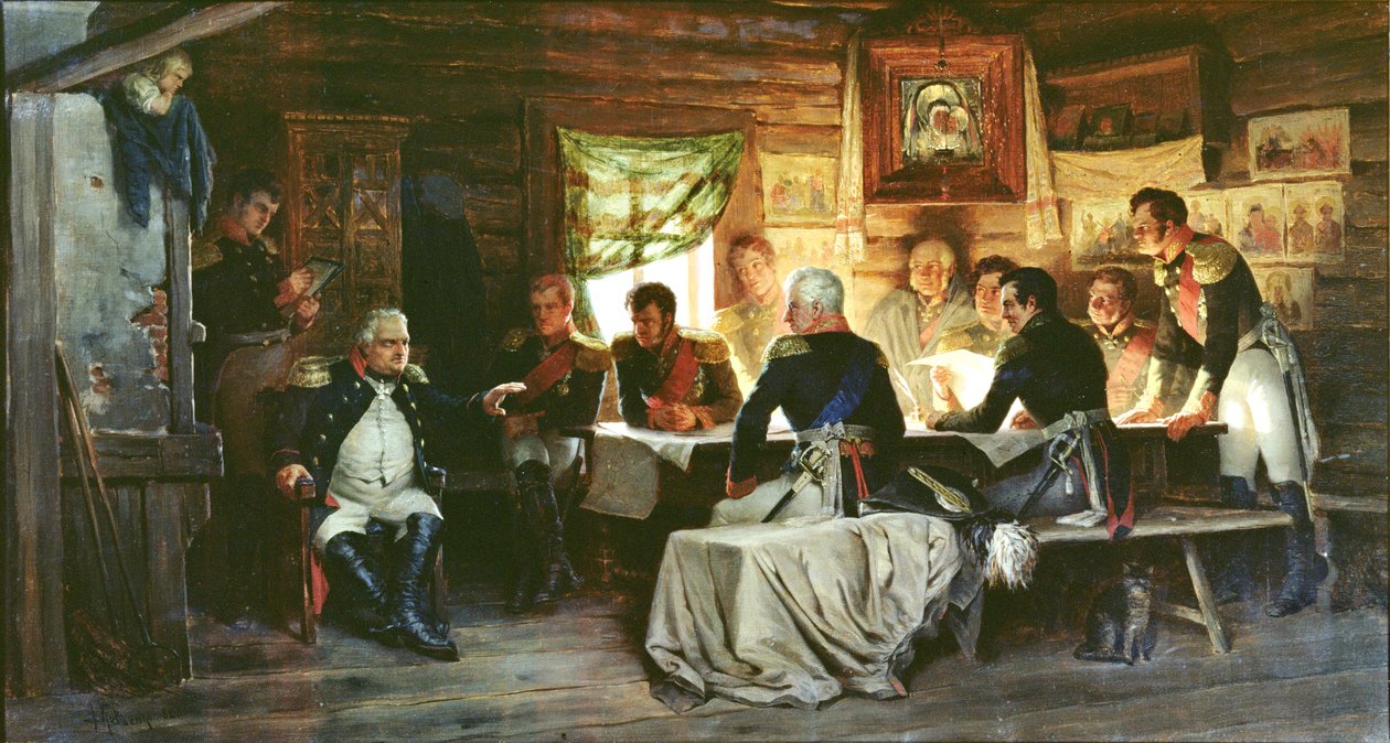 Sotaneuvosto Filissä 1812, 1882 tekijältä Aleksei Danilovich Kivshenko