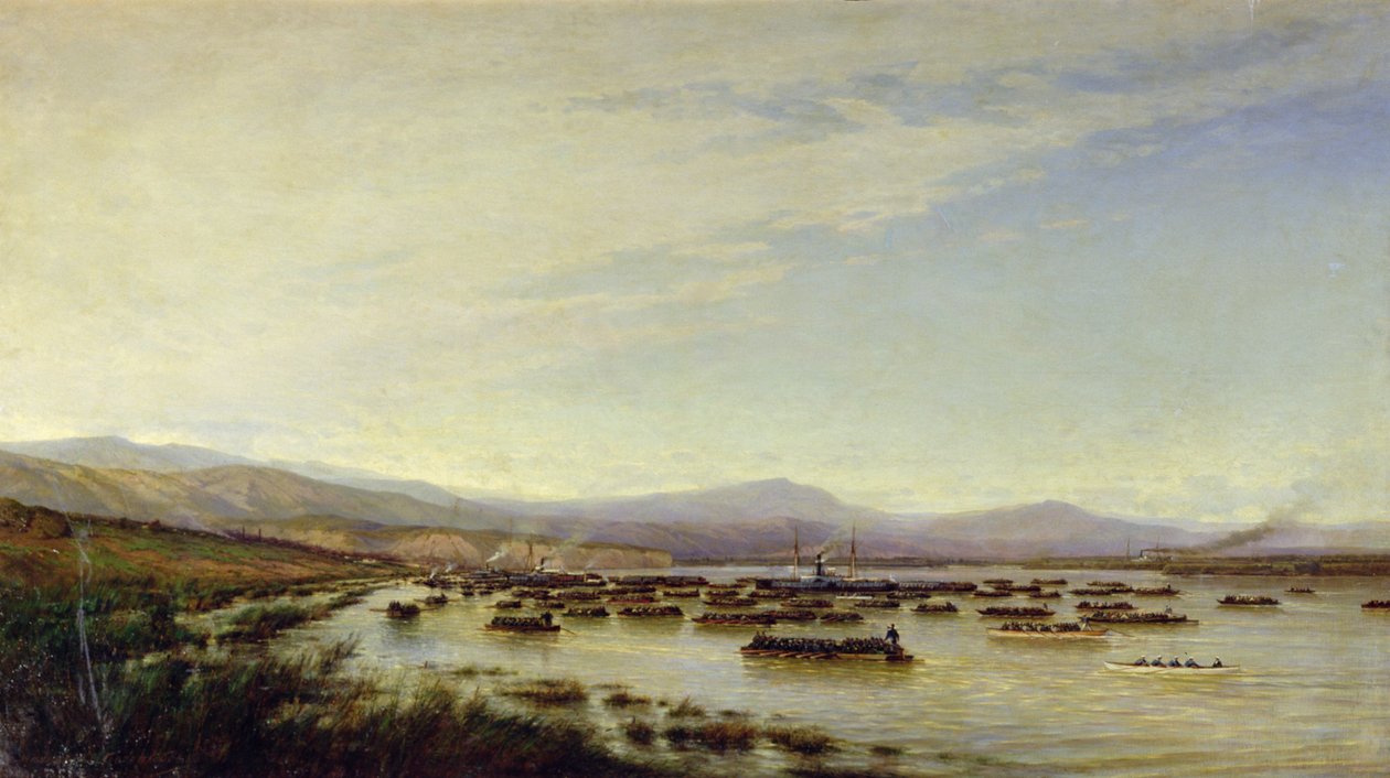 Venäjän armeija ylitti Tonavan kesäkuussa 1877, 1878 tekijältä Aleksei Petrovich Bogolyubov
