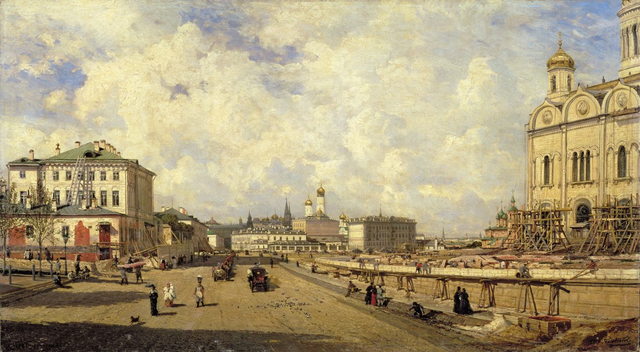 Näkymä Kristuksen Vapahtajan katedraalista Moskovassa, 1880 tekijältä Aleksei Petrovich Bogolyubov