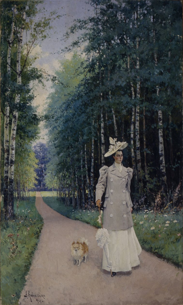 Kävellä. Kreivitär Leokadia Shirinskaya-Shikhmatovan muotokuva, 1894 tekijältä Aleksei Danilovich Kivshenko