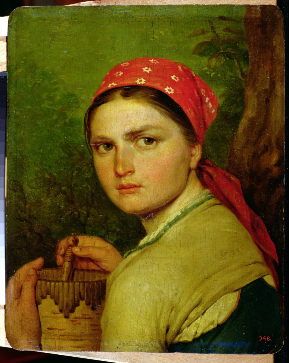 Tyttö koivuntuoren kanssa, n. 1824 tekijältä Aleksei Gavrilovich Venetsianov