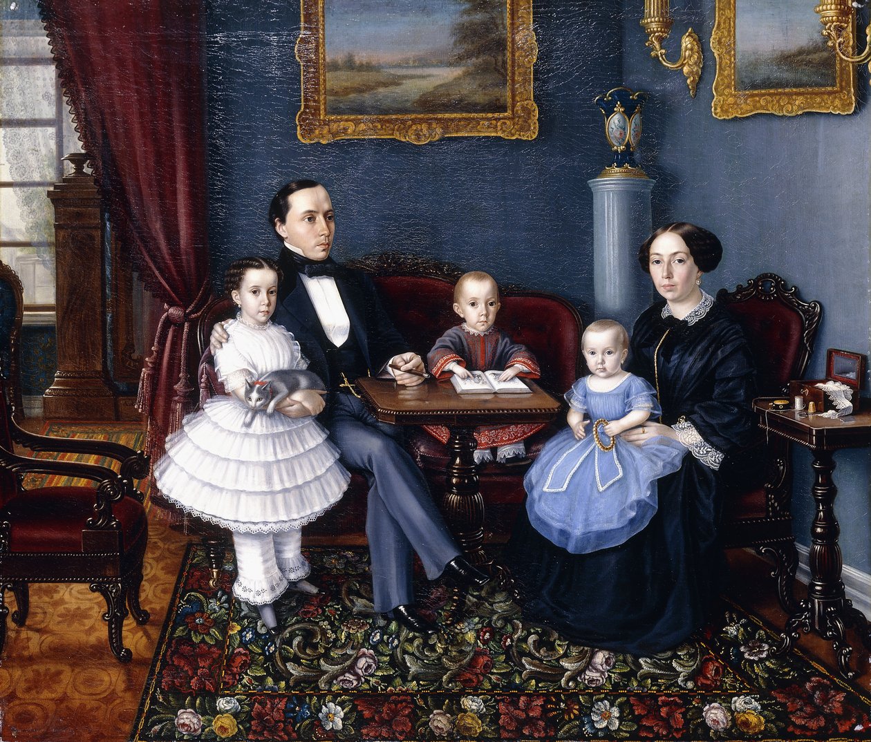 Nuoren perheen muotokuva, 1855 tekijältä Aleksei Iagodnikov