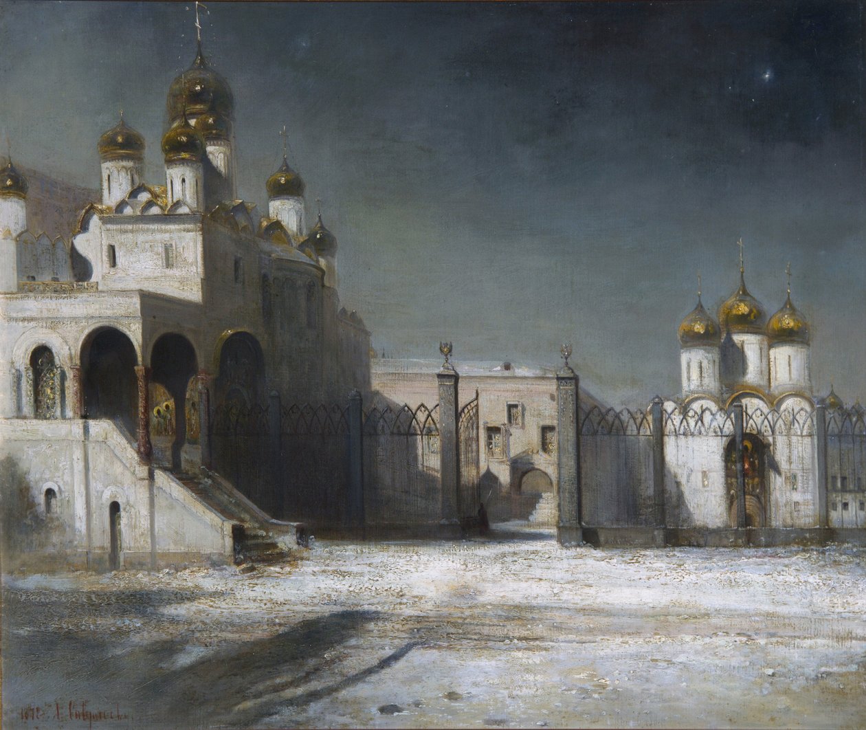 Katedraaliaukio Moskovan Kremlissä yöllä, 1878 tekijältä Alexei Kondratjewitsch Sawrassow