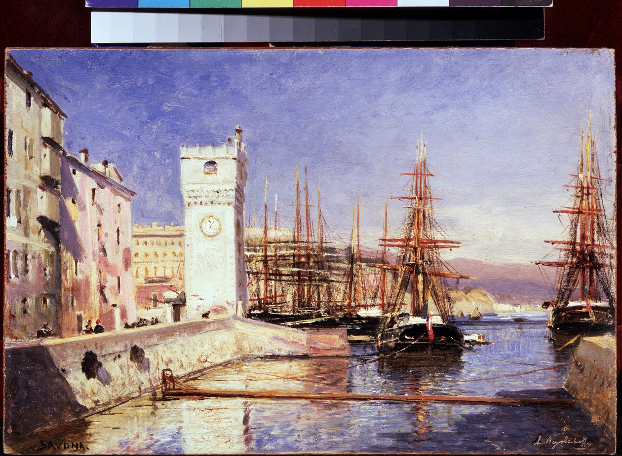 Savona (Savona) (Italia). Aleksei Petrovitš Bogolyubovin (Bogoliubov tai Bogolioubov) maalaus (1824-1896). Öljy kankaalle tekijältä Aleksei Petrovich Bogolyubov