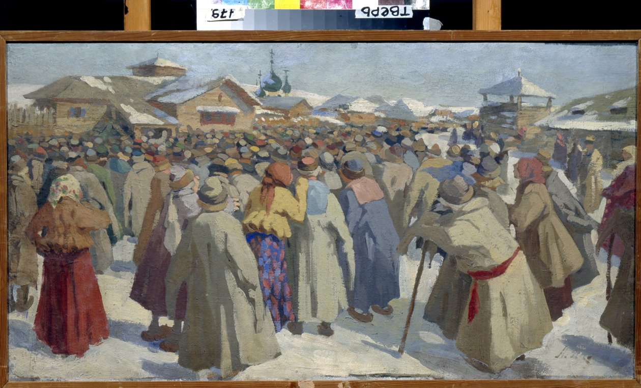 Ennen prikhazia Moskovassa (Venäjä). (Yleisö kokoontui hallinto- tai lakitoimiston eteen tekijältä Aleksey Fyodorovich Afanasiev