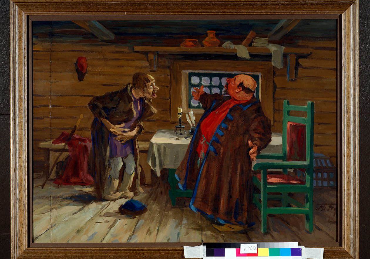 Potilas menee diakonin luo hoitoon - Aleksei Fjodorovitš Afanasjevin (Alexis Afanasjev) (1850-1920) työ, noin 1910, guassi paperilla - Potilas tuli diakonin luo... Guassi paperilla Aleksei Fjodorovitš Afanasjev (1850) -1920), c1910 - 48 tekijältä Aleksey Fyodorovich Afanasiev