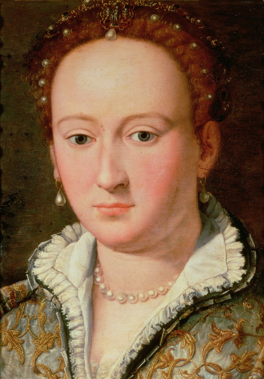 Bianca Cappellon muotokuva, n. 1580 (öljy kuparille) tekijältä Alessandro Allori