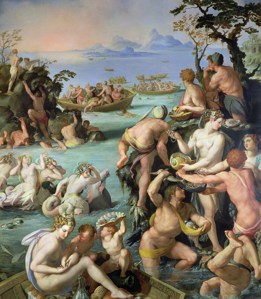 Helmikalastajat, 1572 (liuskekivi) tekijältä Alessandro Allori