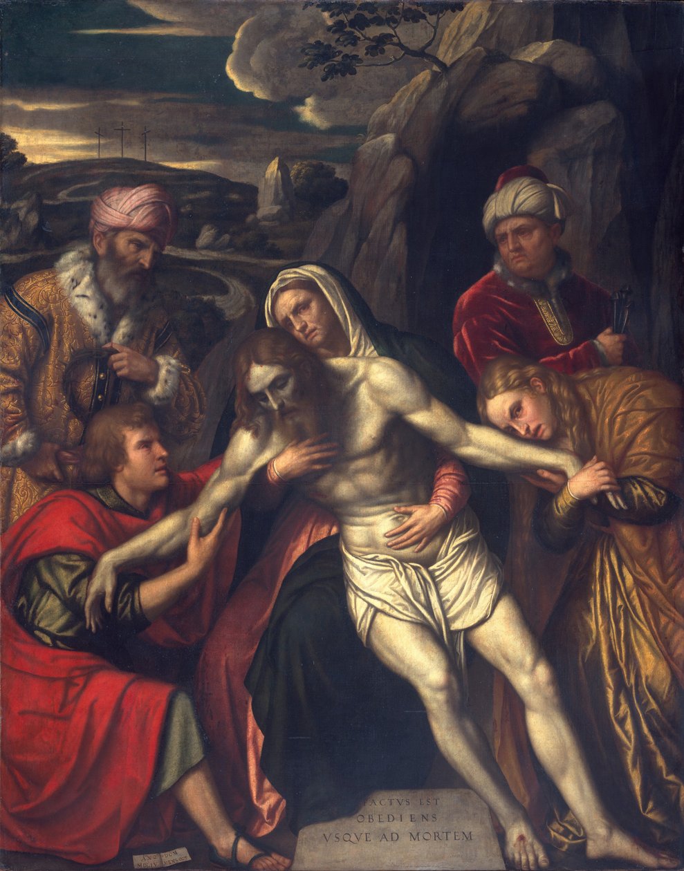 Hautaus, 1554 tekijältä Alessandro Bonvicino Moretto