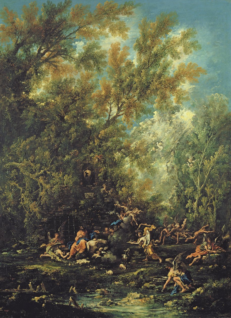 Kristus Enkelien läsnä ollessa, n. 1725-30 tekijältä Alessandro Magnasco