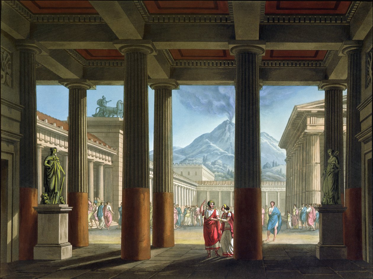 Sisäänkäynti amfiteatteriin, suunnittelu oopperalle "Pompejin viimeinen päivä", 1827 tekijältä Alessandro Sanquirico