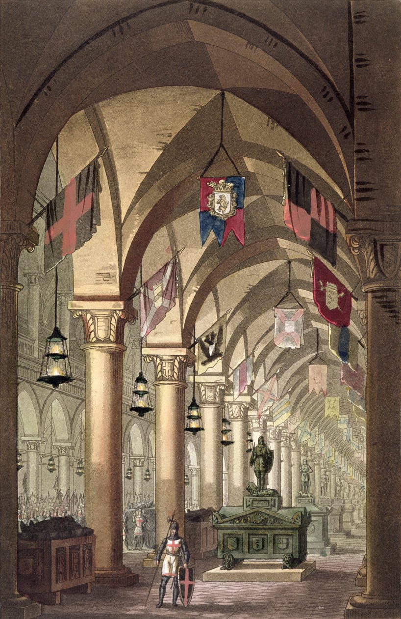 Temppeliritarien haudat, n. 1820-1839 (akvatinta) tekijältä Alessandro Sanquirico