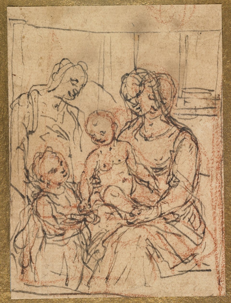 Madonna ja lapsi pyhän Elisabetin ja pienen Johannes Kastajan kanssa, 1500-luvun puoliväli tekijältä Alessandro Casolani