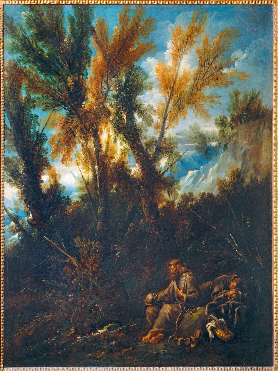 Deux ermites dans un bois - Kaksi erakko metsässä ... tekijältä Alessandro (style of) Magnasco