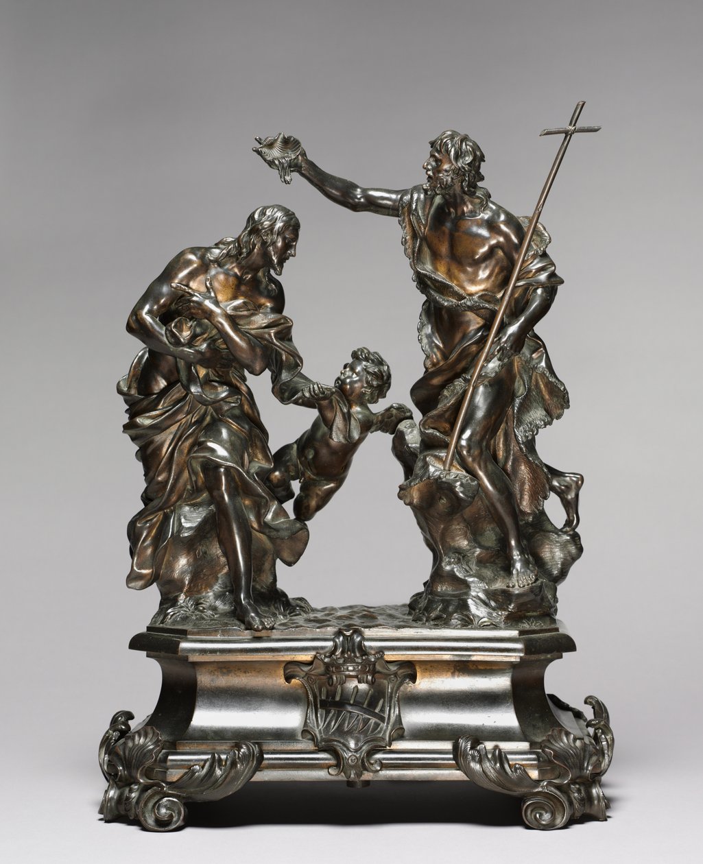 Kristuksen kaste, suunniteltu 1645-46, tehty luultavasti 1650-55 tekijältä Alessandro Algardi