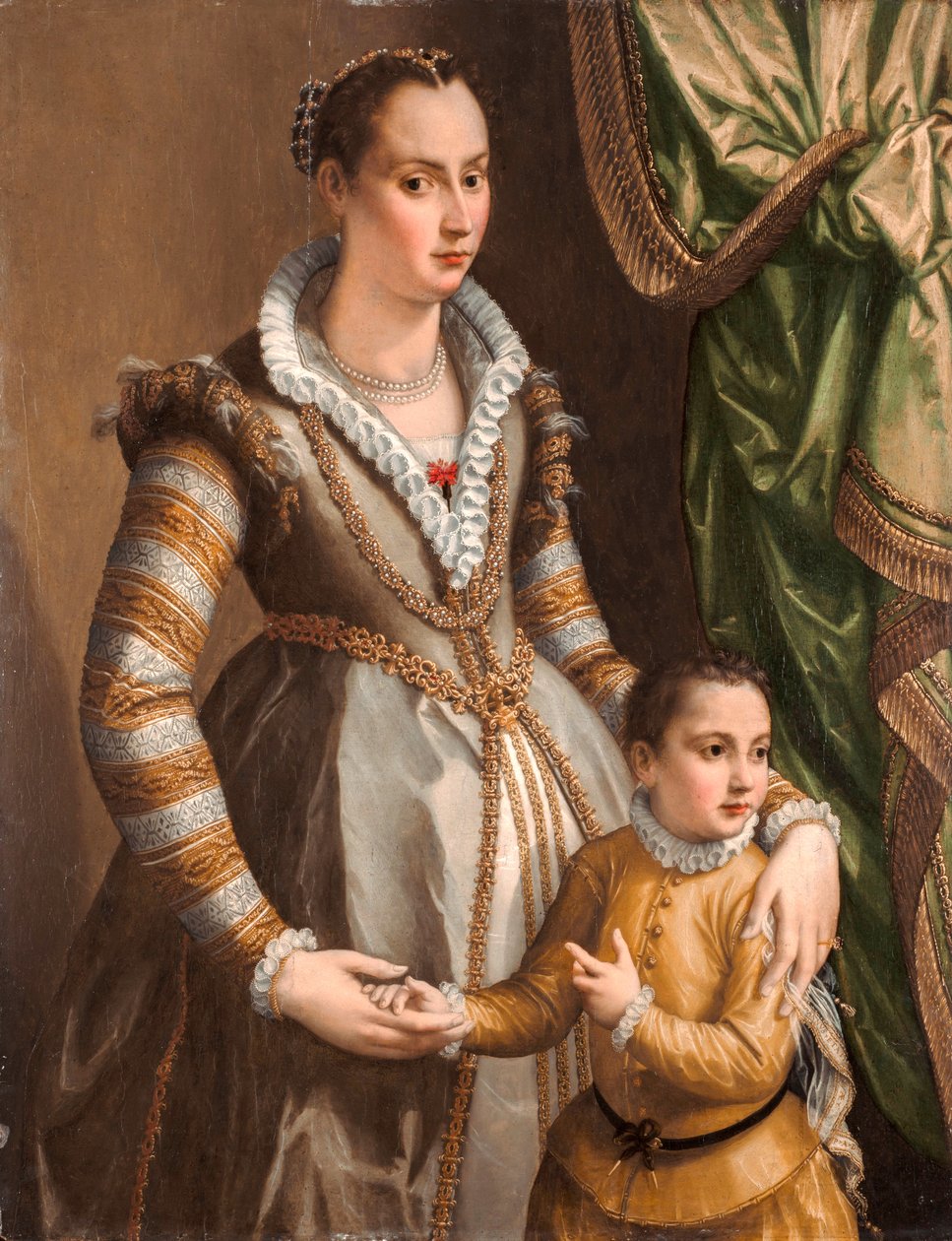 Muotokuva aatelisnaisesta ja hänen pojastaan tekijältä Alessandro Allori