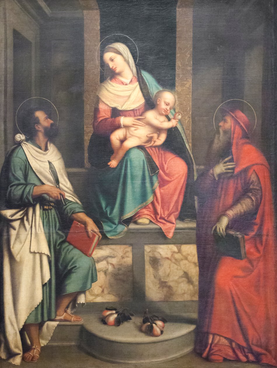 Madonna lapsen ja pyhien kanssa (öljy kankaalle) tekijältä Alessandro Bonvicino Moretto