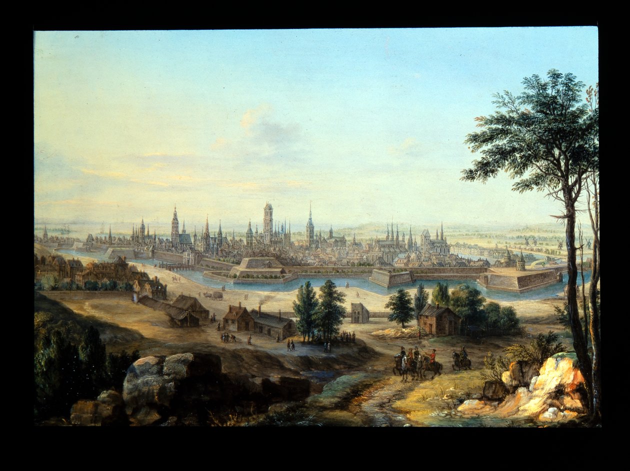 Näkymä Danzigista; Capriccio Näkymä palatsille (metalli: hopeoitu kupari) tekijältä Alessandro Greuenbroeck