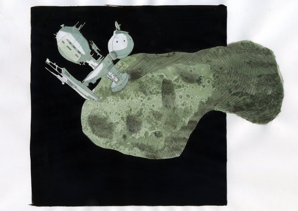 Ennakointi: Asteroidien louhinta, asteroidien ja muiden pienplaneettojen raaka-aineiden hyödyntäminen. Kuvitus: Alessandro Lonati tekijältä Alessandro Lonati