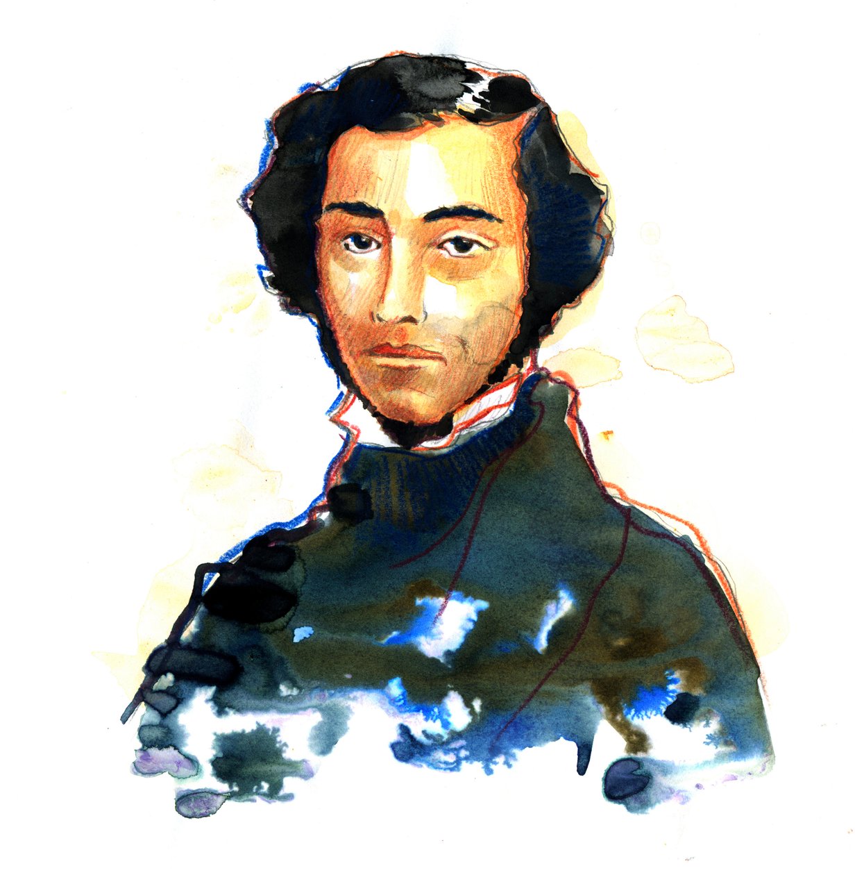 Charles-Alexis-Henri Clerel de Tocqueville (1805-59) - Muotokuva Alexis de Tocquevillestä (Alexis Charles Henri Cleral de Tocqueville) (1805 - 1859), ranskalainen historioitsija ja poliitikko tekijältä Alessandro Lonati
