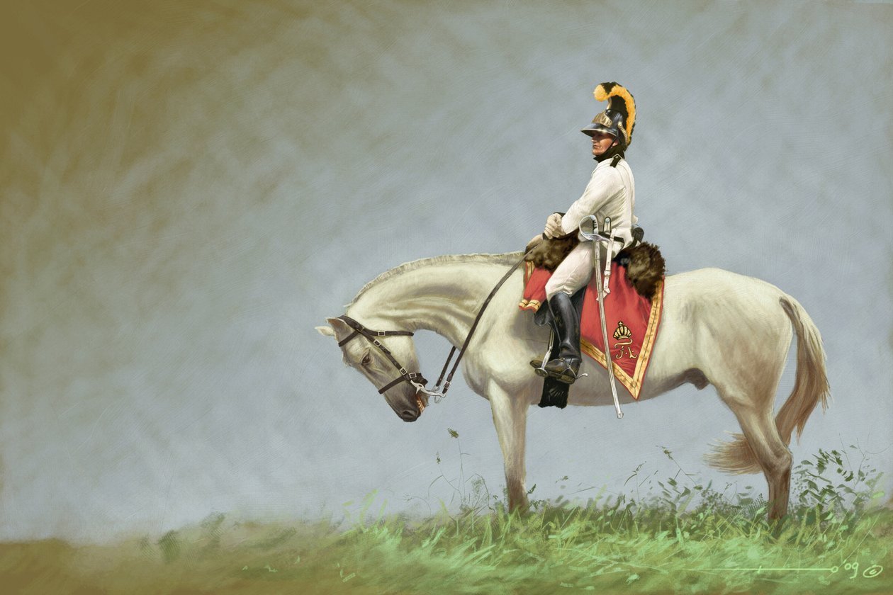 Ensimmäinen imperiumi: Itävallan ratsuväen sotilas. Piirustus Alessandro Lonati tekijältä Alessandro Lonati