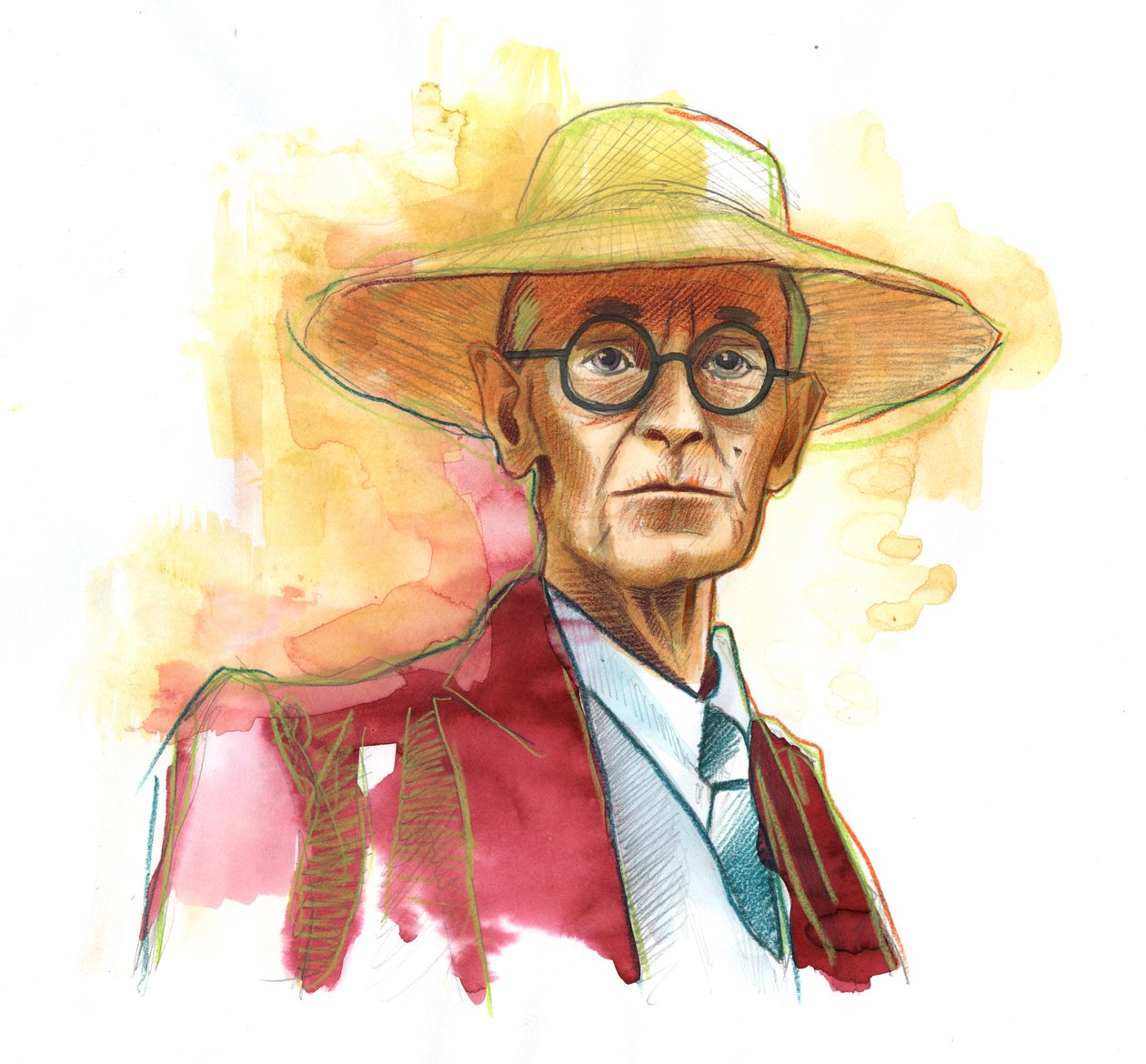 Hermann Hesse (1877-1962), saksalainen kirjailija, runoilija ja esseisti, sitten sveitsiläinen - kuvitus: Alessandro Lonati tekijältä Alessandro Lonati