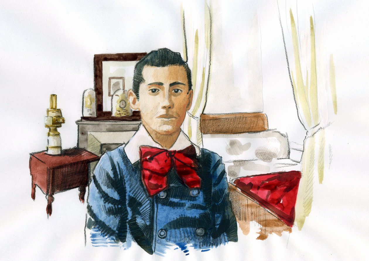 Marcel Proust nuori tätinsä Elisabethin huoneessa (muste paperille) tekijältä Alessandro Lonati