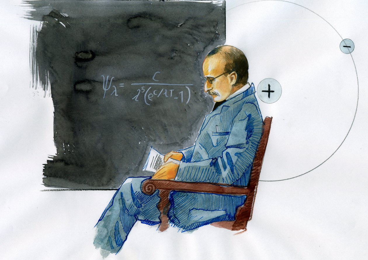Max Planck, físico alemão (Retrato do físico alemão Max Planck (1868-1947))finlandês tekijältä Alessandro Lonati