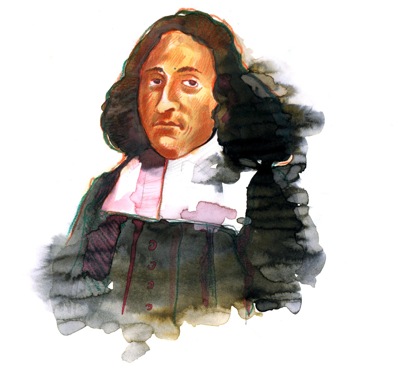 Retrato de Baruch de Spinoza (1632 - 1677) filósofo holandês, também conhecido como Bento de Espinosa ou Benedictus de Spinoza ou Benoit de Spinoza (retrato do filósofo holandês Baruch Spinoza) finlandês tekijältä Alessandro Lonati