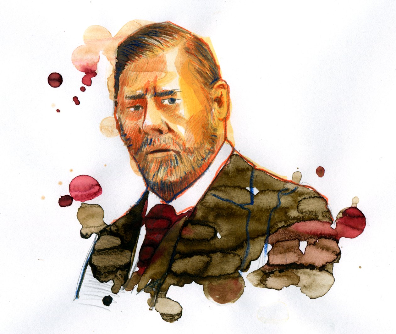 Muotokuva Bram STOKERista (1847-1912), irlantilaiskirjailijasta "Draculan" kirjoittaja (irlantilaisen kirjailijan Bram Stokerin muotokuva) tekijältä Alessandro Lonati