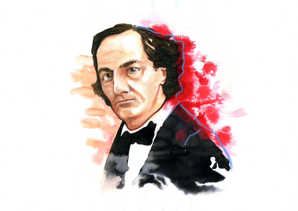 Charles Baudelairen (1821-1867) muotokuva (ranskalainen runoilija Charles Baudelaire) Alessandro Lonatin piirustus tekijältä Alessandro Lonati