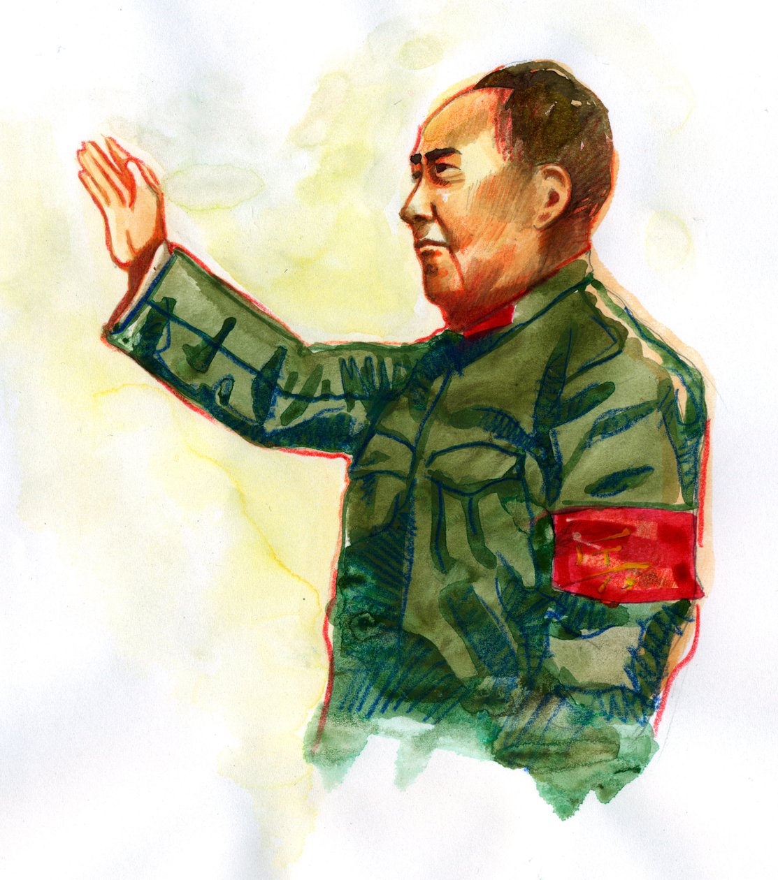 Kiinan kommunistisen vallankumouksellisen ja Kiinan kansantasavallan perustajan Mao Zedongin muotokuva tekijältä Alessandro Lonati