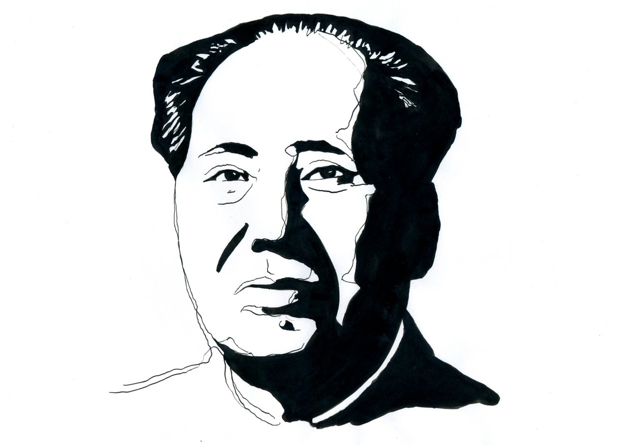 Retrato do revolucionário comunista chinês e fundador da República Popular da China Mao Zedong Finlandês tekijältä Alessandro Lonati