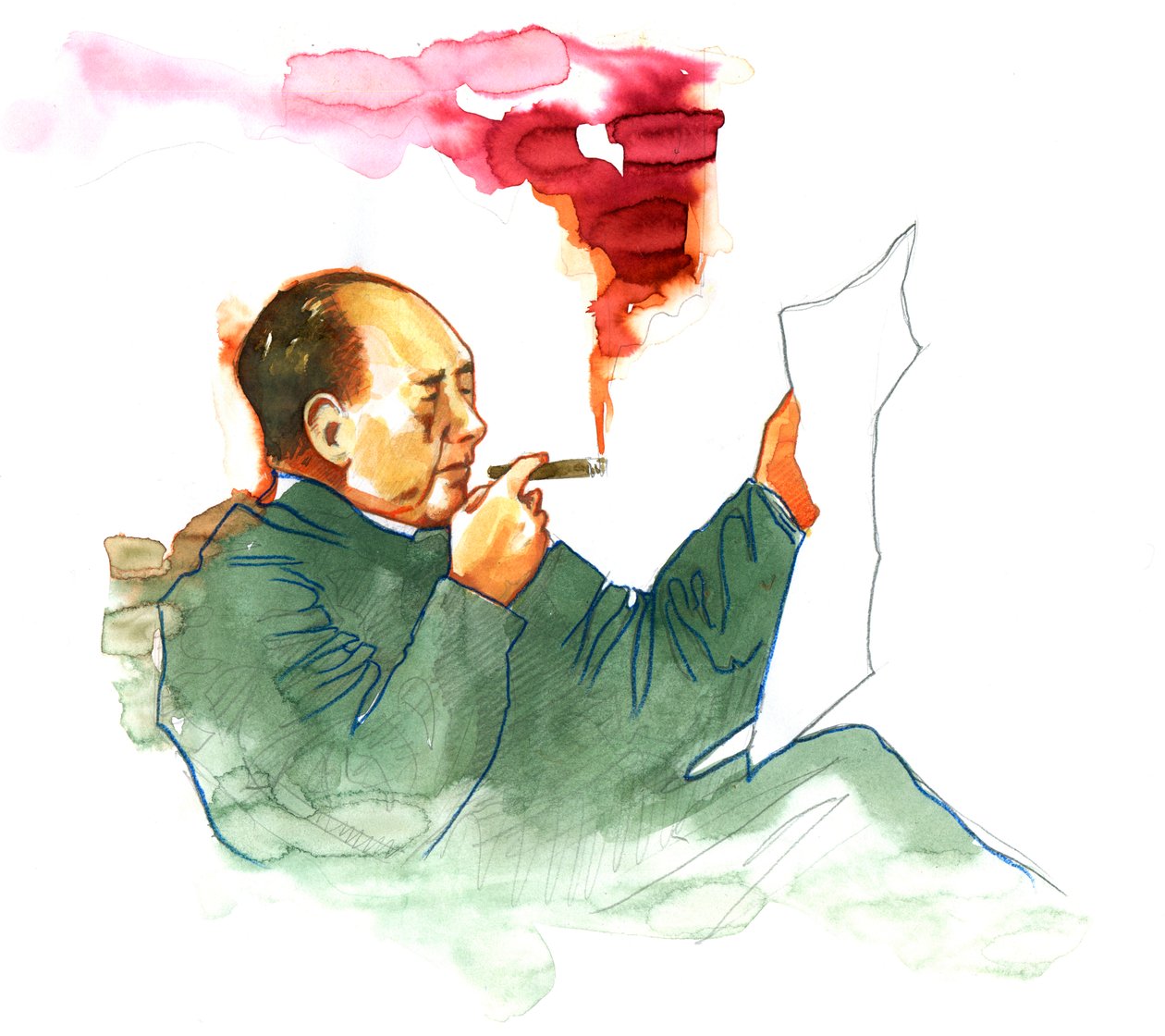 Kiinan kommunistisen vallankumouksellisen ja Kiinan kansantasavallan perustajan Mao Zedongin muotokuva tekijältä Alessandro Lonati