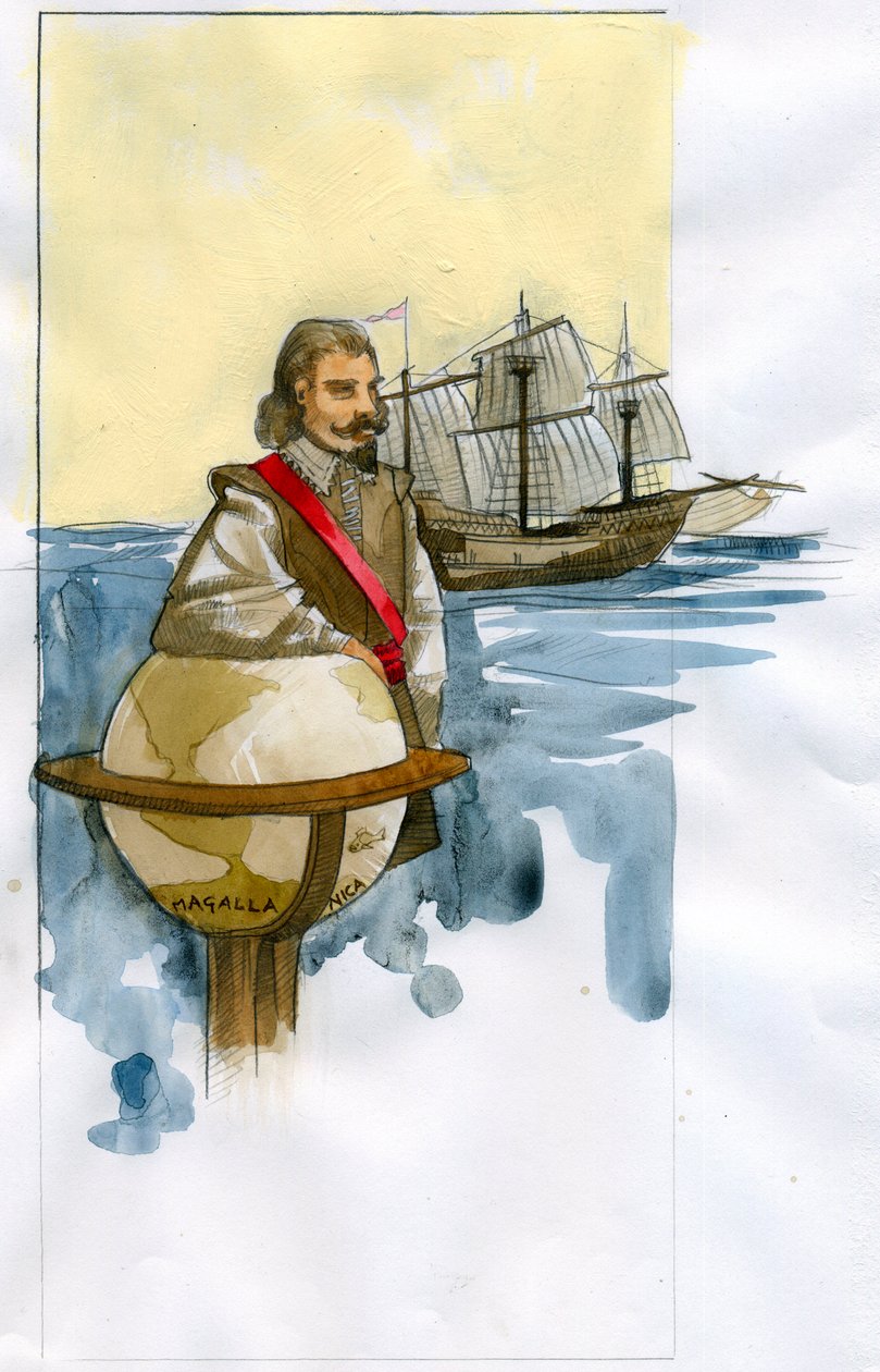 Englannin yksityismiehen, tutkimusmatkailijan, orjakauppiaan ja poliitikon Francis Draken muotokuva (piirustus) tekijältä Alessandro Lonati