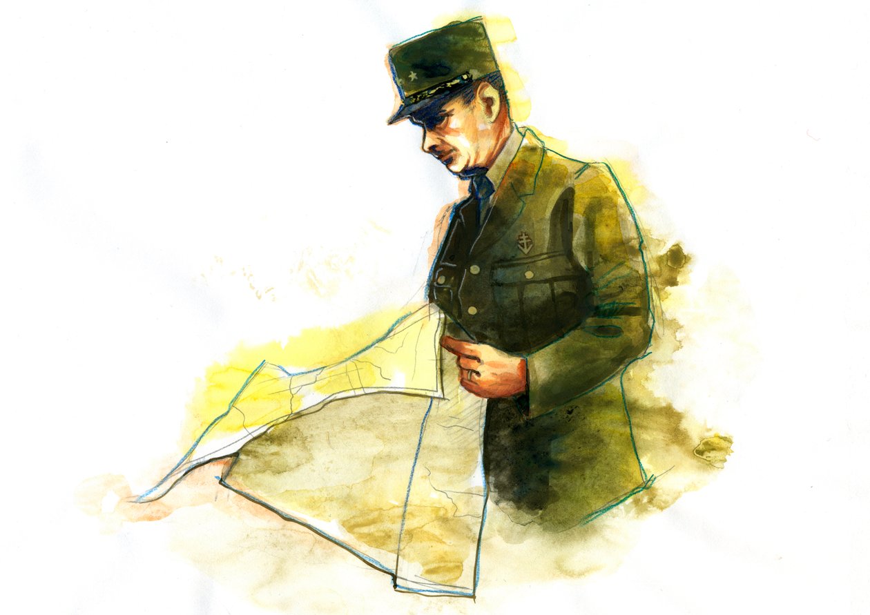 Kenraali Charles de Gaullen (1890-1970) muotokuva toisen maailmansodan aikana tekijältä Alessandro Lonati