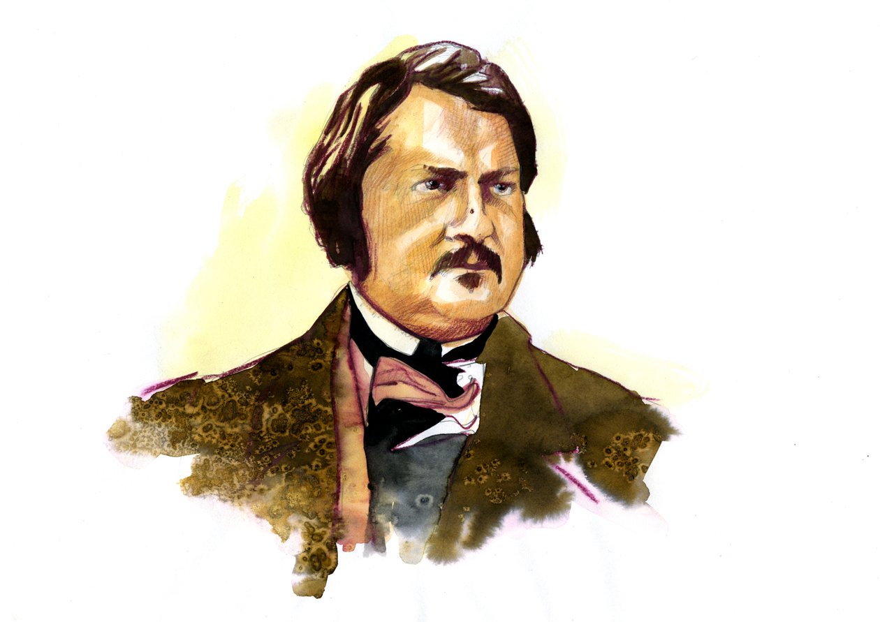 Honore Balzacin (1799 - 1850), ranskalaisen kirjailijan muotokuva (ranskalaisen kirjailijan Honore de Balzacin muotokuva) tekijältä Alessandro Lonati