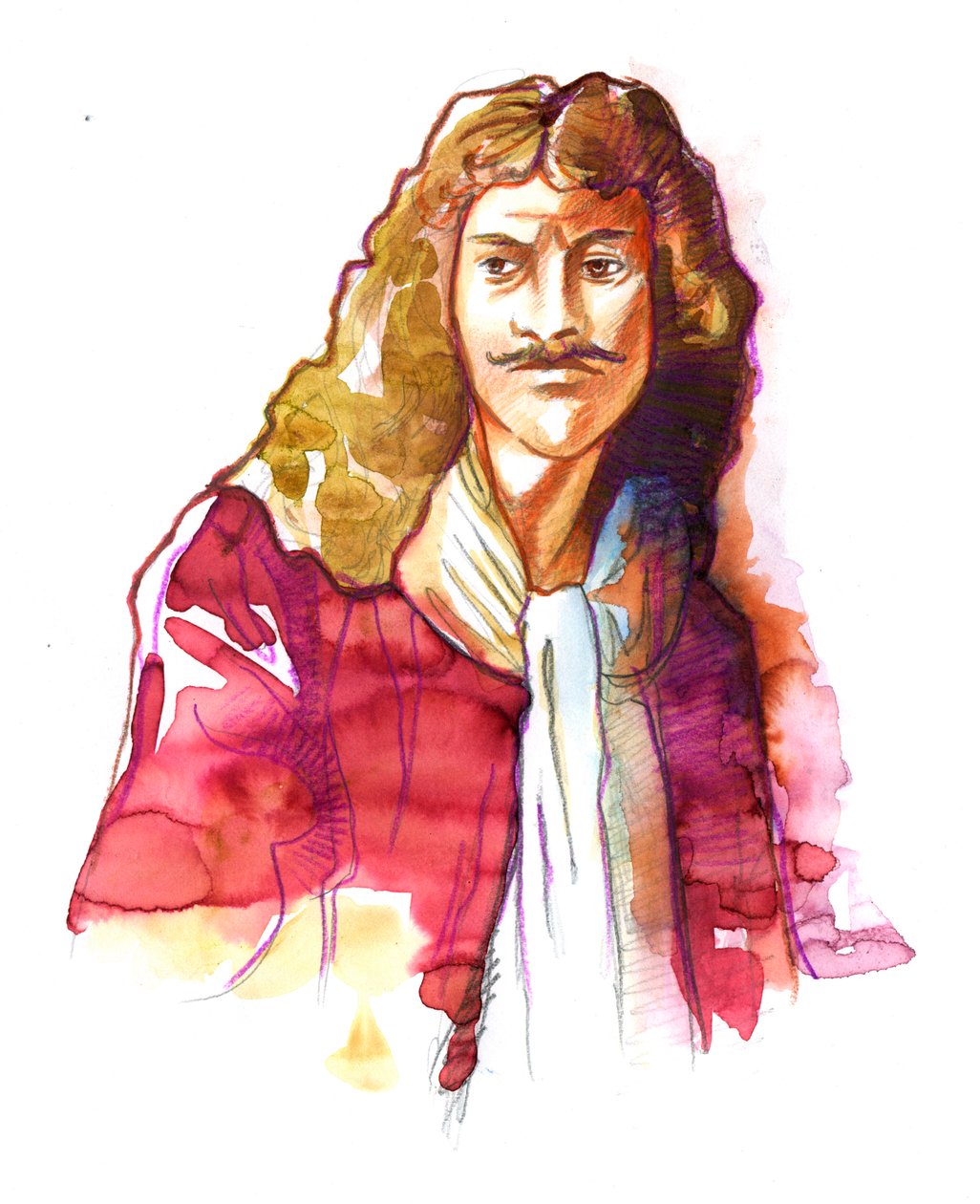 Jean Baptiste Poquelinin muotokuva, dit Moliere (1622-1673) (Englannin näytelmäkirjailijan ja näyttelijän Jean-Baptiste Poquelinin muotokuva, joka tunnetaan nimellä Moliere) tekijältä Alessandro Lonati