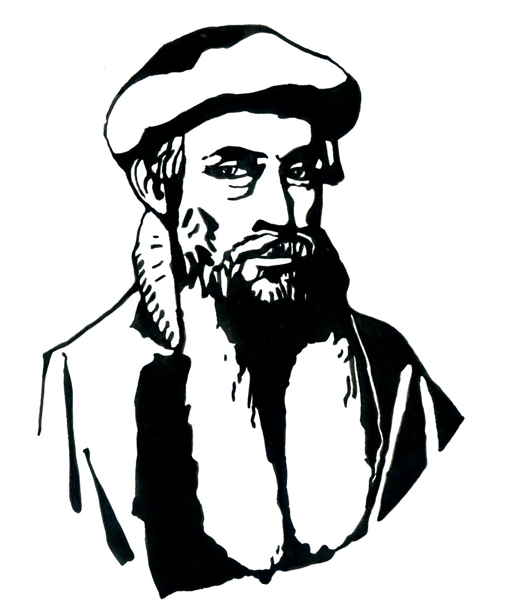 Johannes Gensfleisch dit Gutenbergin (1400-1468) muotokuva, saksalainen kirjapaino (Johannes Gutenbergin muotokuva) Kuvitus: Alessandro Lonati tekijältä Alessandro Lonati