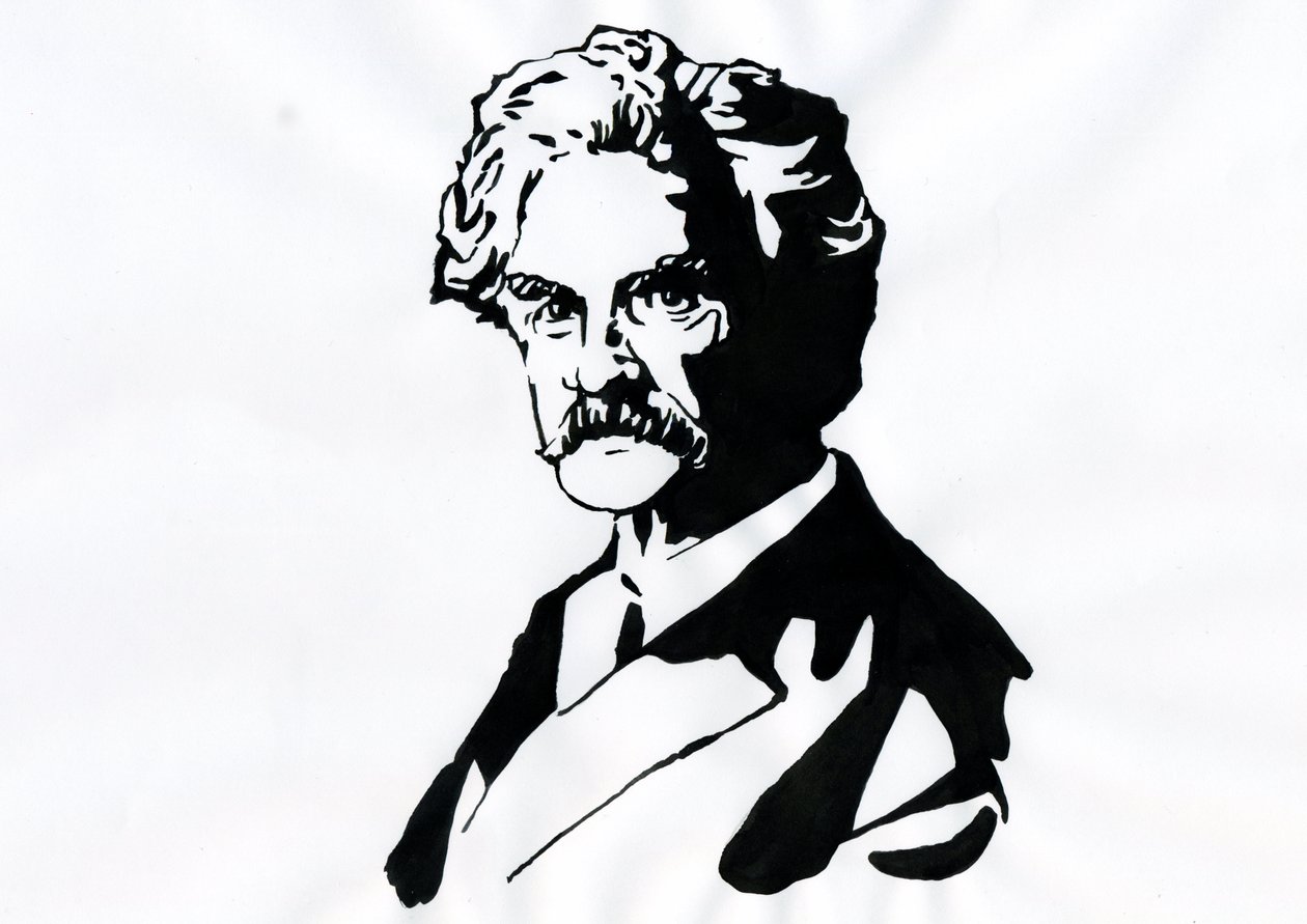 Mark Twainin muotokuva (1835-1910) tekijältä Alessandro Lonati