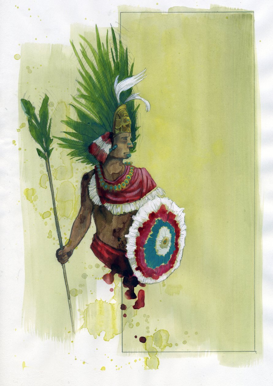 Moctezuma (Montezuma) II:n (1466-1520) muotokuva atsteekkien keisarin (Moctezuma II:n muotokuva) Kuvitus: Alessandro Lonati tekijältä Alessandro Lonati