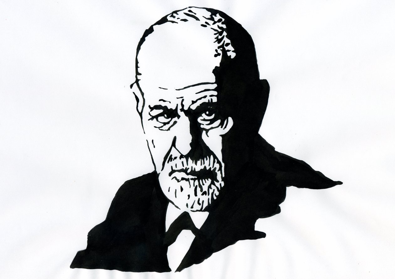 Muotokuva Sigmund Freudista (1856-1939), itävaltalainen psykiatri (Sigmund Freudin muotokuva itävaltalainen neurologi ja psykoanalyysin isä) - kuvitus: Alessandro Lonati tekijältä Alessandro Lonati