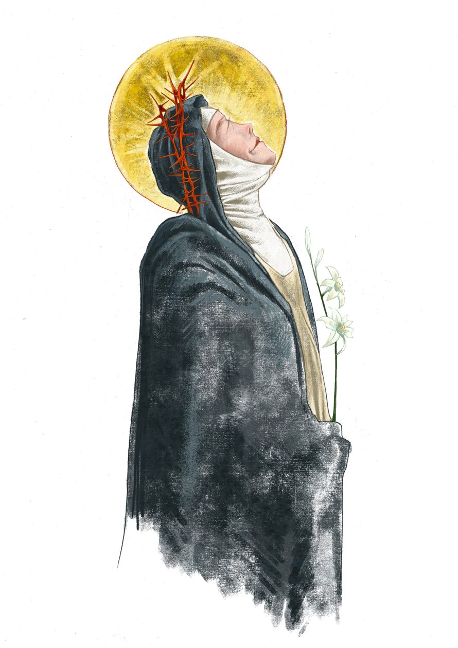 Pyhän Katariina Sienalaisen muotokuva (piirustus) tekijältä Alessandro Lonati