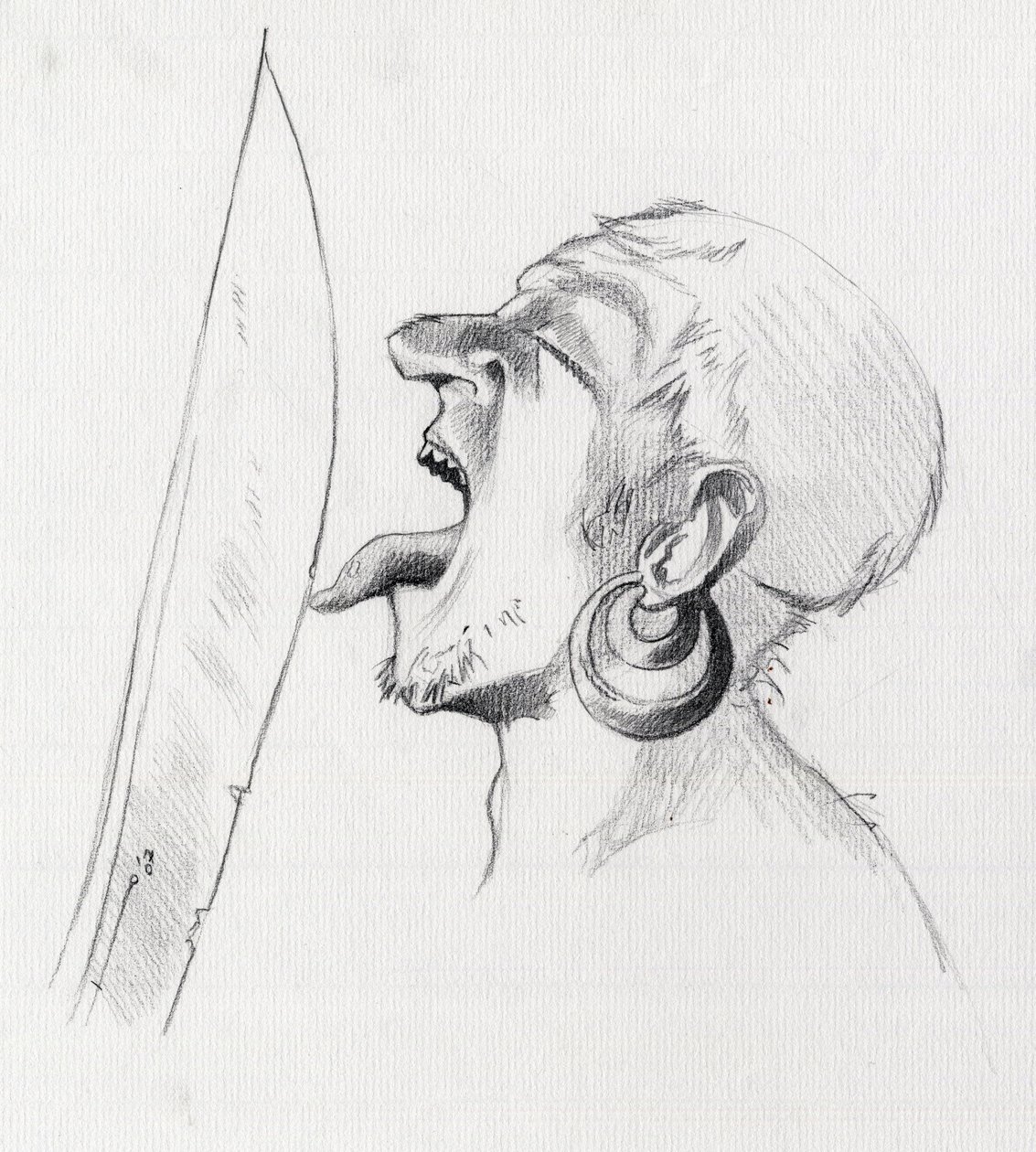 Retrato de um pirata (corsário) desafiando a espada tocando-a com a língua. Desenho de Alessandro Lonati.finnish tekijältä Alessandro Lonati