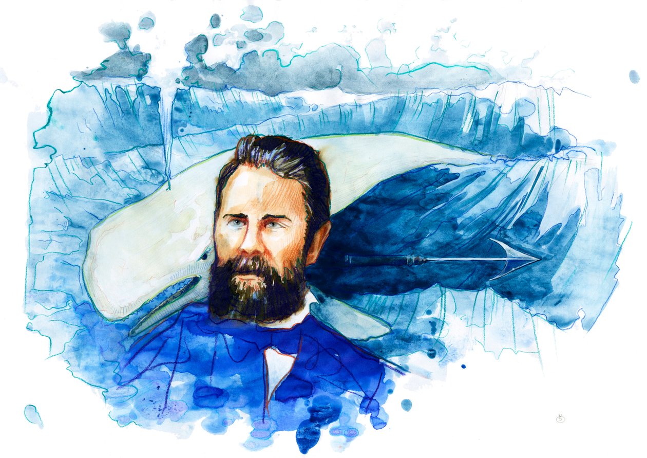 Amerikkalaisen kirjailijan Herman Melvillen (1819-1891) muotokuva (yhdysvaltalaisen kirjailijan Herman Melvillen muotokuva) tekijältä Alessandro Lonati