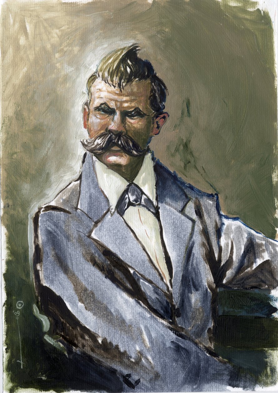 Muotokuva saksalaisesta filosofista Friedrich Nietzschestä (1844-1900). tekijältä Alessandro Lonati