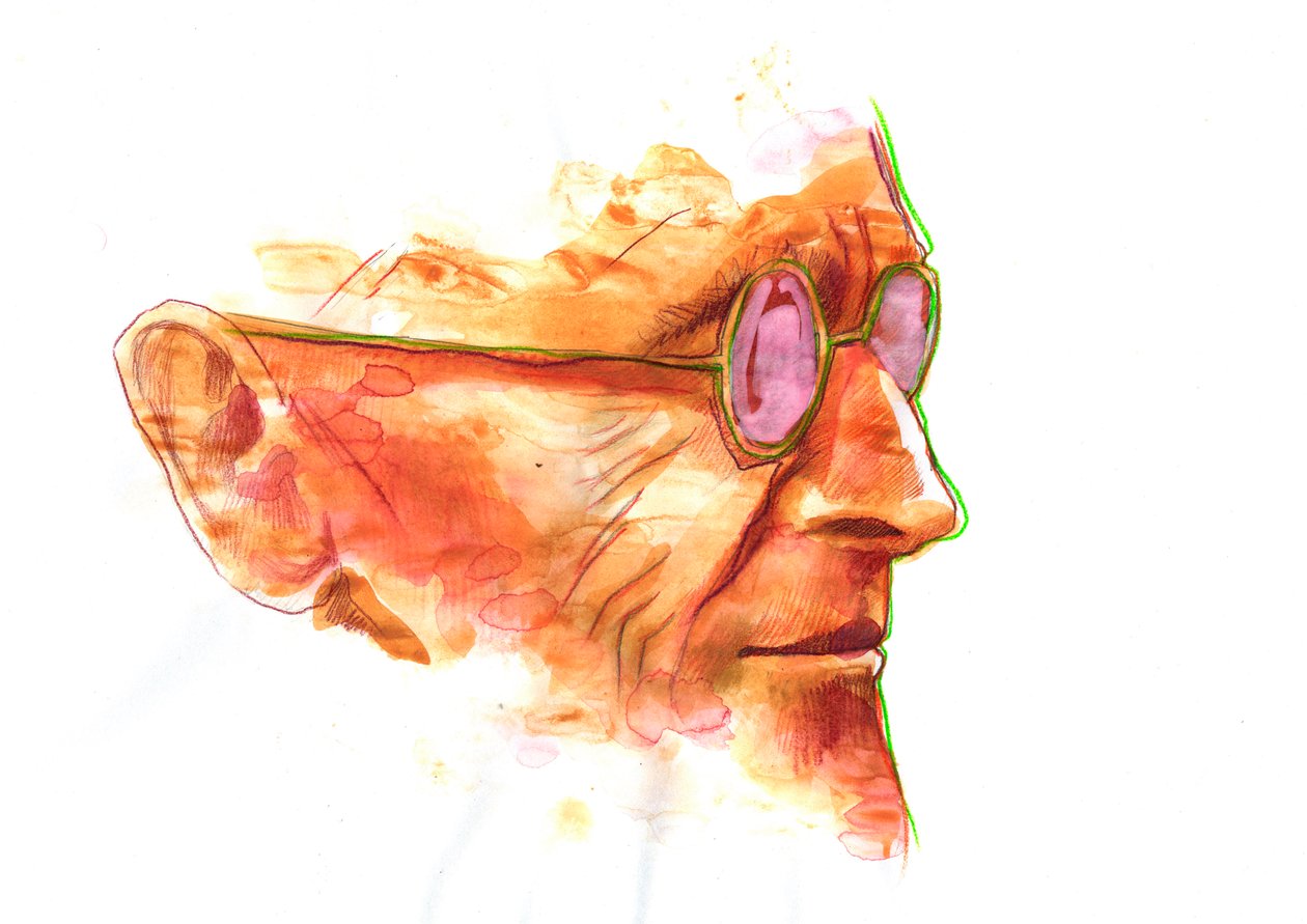Muotokuva kirjailija Hermann Hessen (1877-1962) piirustus tekijältä Alessandro Lonati